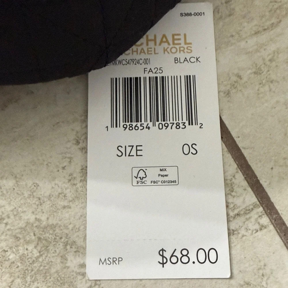 Michael Kors Black Quilted Baseball Cap with Gold MK logo button..nwt.Ladies - Picture 3 of 7